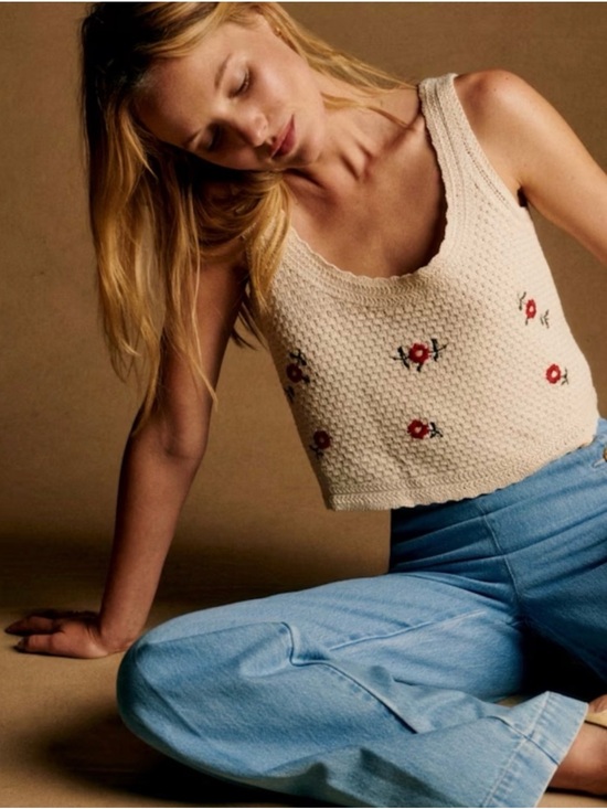 Sezane Tops - Sezane Yda Floral Knit Tank Top Size Small